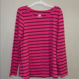 Justice Pink and Black Striped Shirt